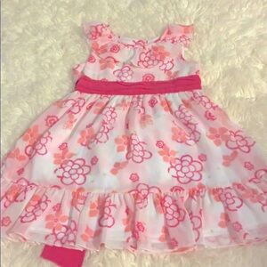 Pink floral print girls dress
